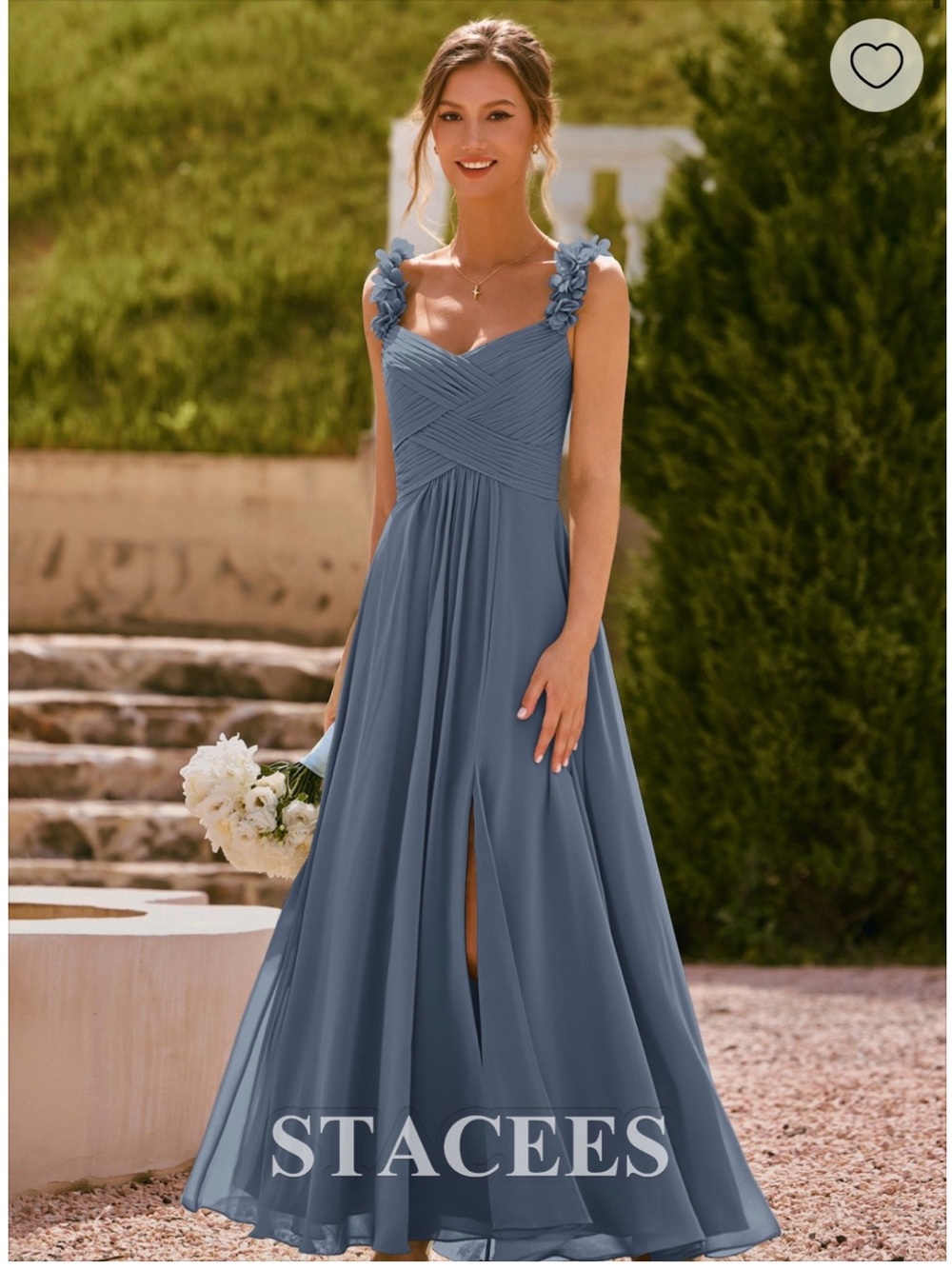 Dusty Blue A-Line Bridesmaid Dress